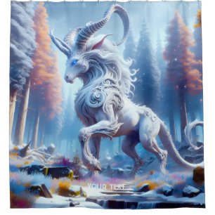 Fantasy Cute White Chimera Winter Shower Curtain
