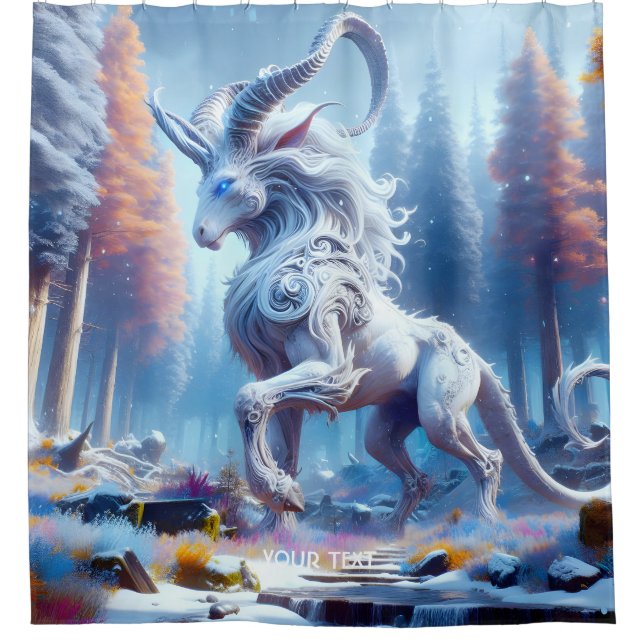 Fantasy Cute  White Chimera Winter Shower Curtain (Front)