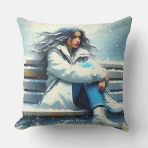Fantasy Cute White Coat Winter Throw Pillow