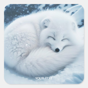 Fantasy Cute White Fox Snow Square Sticker