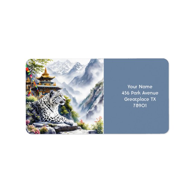 Fantasy Cute White Leopard Mountains Label (Front)