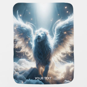 Fantasy Cute White Lion Heaven Baby Blanket