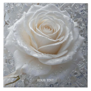 Fantasy Cute White Rose Drops Ceramic Tile
