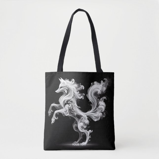 Fantasy Cute White Smoke Fox Tote Bag (Front)