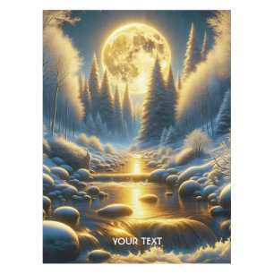 Fantasy Cute Winter Moon River Tablecloth
