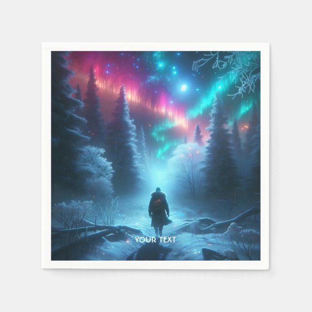 Fantasy Cute Winter Path Snow Napkins (Front)