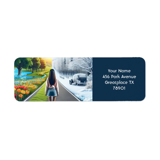Fantasy Cute Winter Summer Road Label (Front)