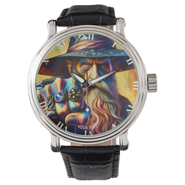 Fantasy Cute Wizard Fist Tattoo Watch (Front)