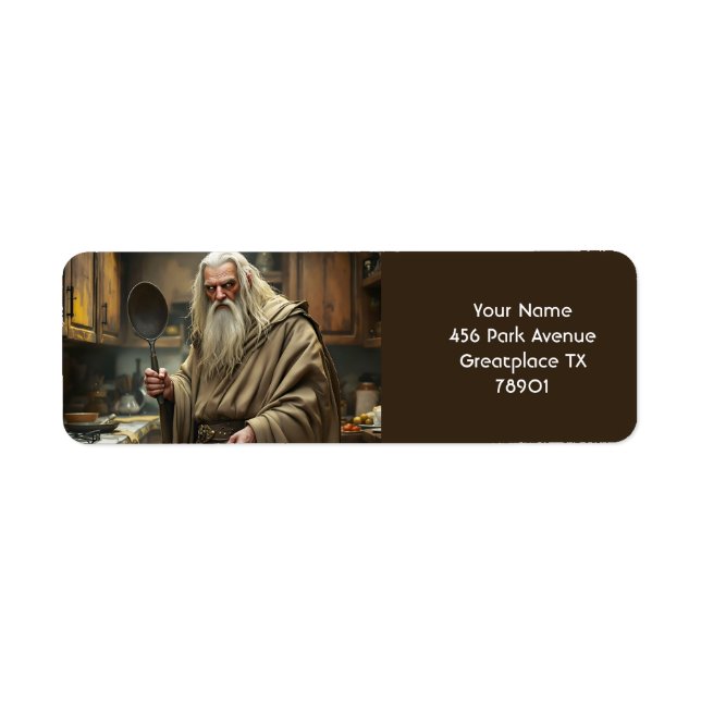 Fantasy Cute  Wizard Frying Pan Label (Front)