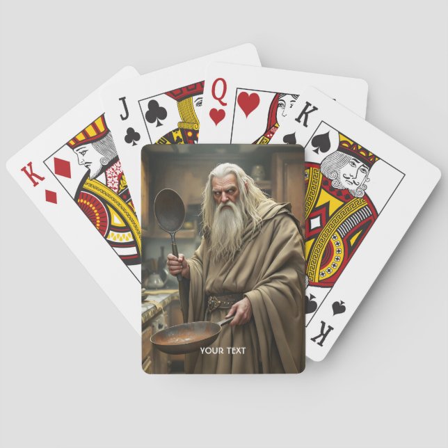 Fantasy Cute  Wizard Frying Pan Poker Cards (Back)