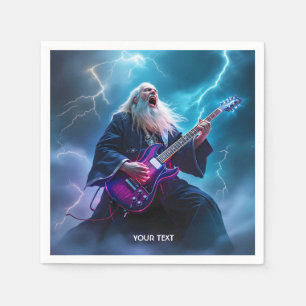 Fantasy Cute Wizard Playing Guitar Napkins