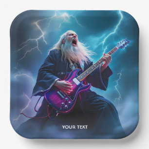 Fantasy Cute Wizard Playing Guitar Paper Plates
