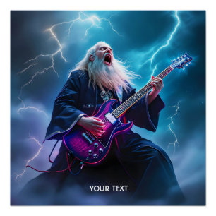 Fantasy Cute Wizard Playing Guitar Poster