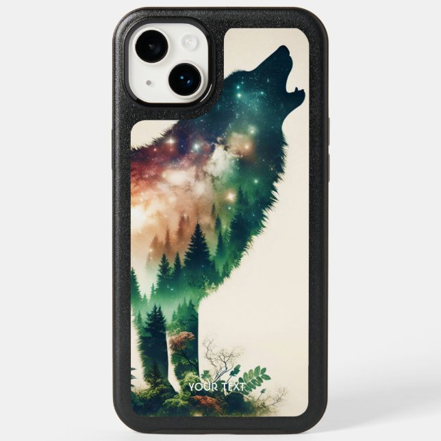Fantasy Cute Wolf Double Exposition Otterbox iPhone Case (Back)