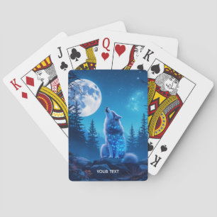 Fantasy Cute Wolf Double Exposition Poker Cards