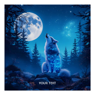 Fantasy Cute Wolf Double Exposition Poster