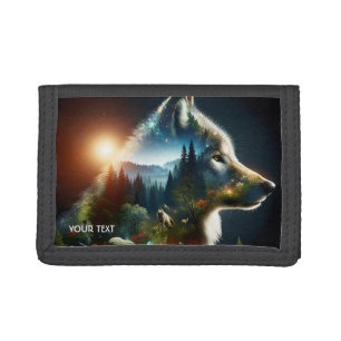 Fantasy Cute Wolf Double Exposition Tri-fold Wallet
