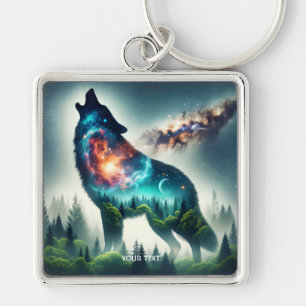 Fantasy Cute Wolf Forest Space Keychain
