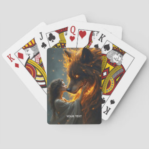 Fantasy Cute Wolf Girl Fire Poker Cards
