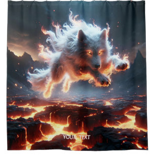 Fantasy Cute Wolf Lava Fire Shower Curtain