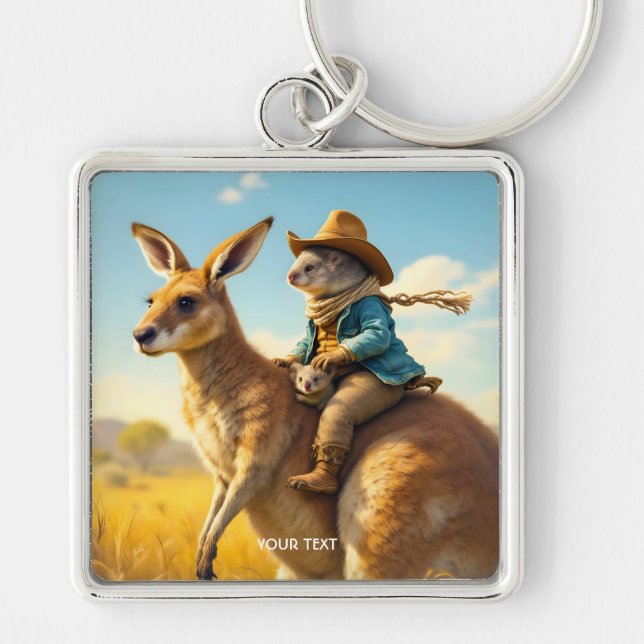 Fantasy Cute Wombat Kangaroo Koala Keychain (Front)
