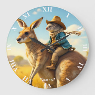 Fantasy Cute Wombat Kangaroo Koala Large Clock