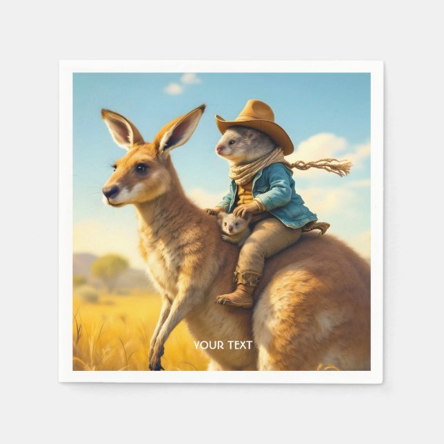 Fantasy Cute Wombat Kangaroo Koala Napkins (Front)