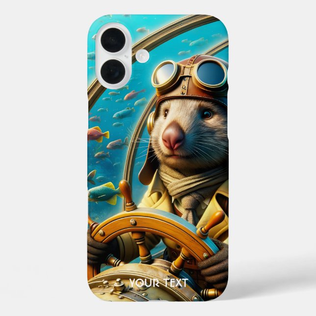 Fantasy Cute Wombat Pilot Underwater Case-Mate iPhone Case (Back)
