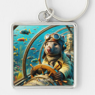 Fantasy Cute Wombat Pilot Underwater Keychain