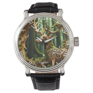 Fantasy Cute Wooden Carving Deer Watch