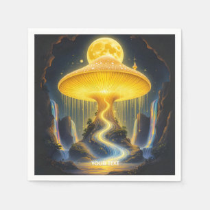 Fantasy Cute Yellow Ancient Mushroom Napkins