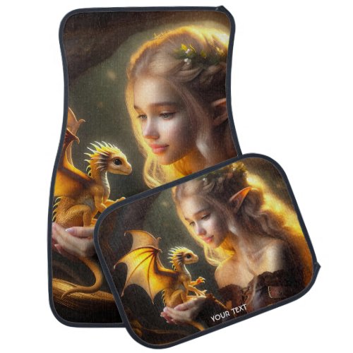 Fantasy Cute Yellow Baby Dragon Car Floor Mat