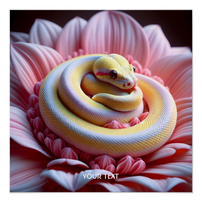 Fantasy Cute Yellow Snake Flower Poster (Front)