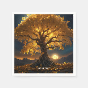 Fantasy Cute Yellow Tree Moon Napkins