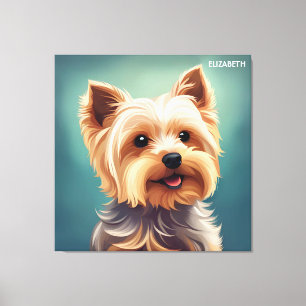 Fantasy Cute Yorkshire Terrier, Vintage Fantasy Canvas Print