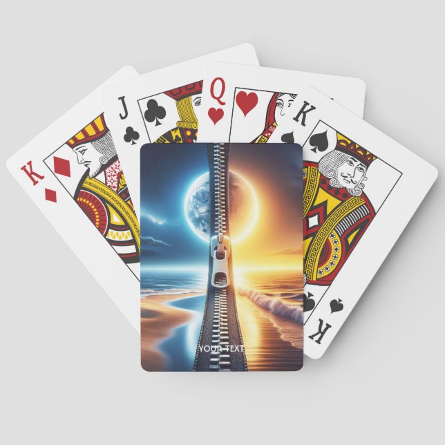 Fantasy Cute Zipper Night Day Poker Cards (Back)