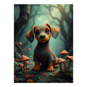 Fantasy Dachshund Puppy Art Poster