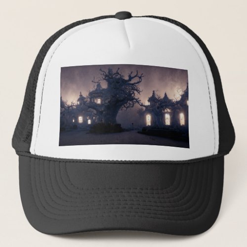 fantasy dark creepy_detailed castles trucker hat