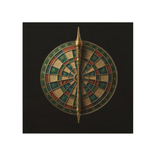 Fantasy Dart Board And Brass Dart Wood Wall Art