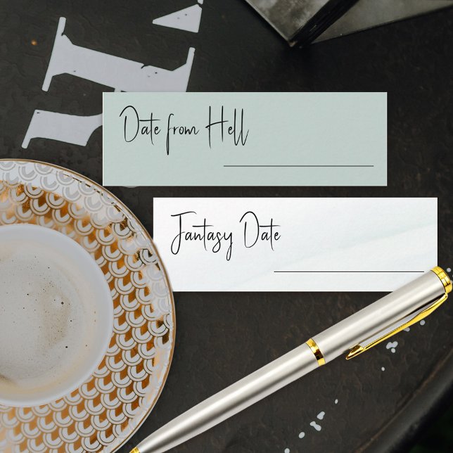 Fantasy Date Green Wash Bridal Shower Game Card (Fun bridal shower activity where guests can suggest a celebrity for a fantasy date or date from hell)