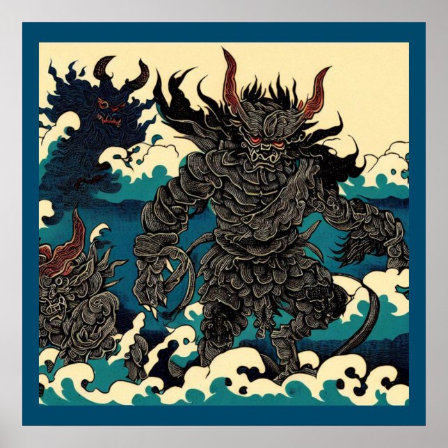 Fantasy Demons - Woodcut 1 Poster (Front)