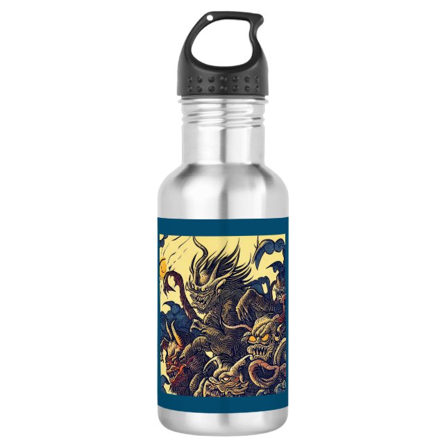 Fantasy Demons - Woodcut 4 Stainless Steel Water Bottle (Front)