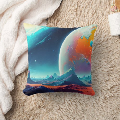 fantasy design cosmos cyberpunk space  throw pillow