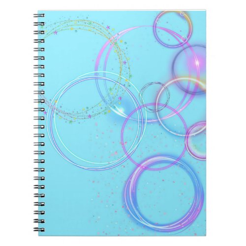Fantasy Design with Circles  Stars on Aqua  Notebook