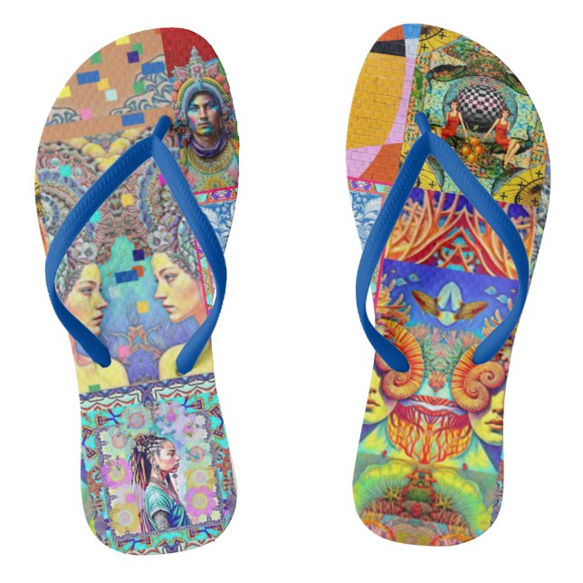 FANTASY DESIGNER COLLAGE FLIP FLOPS (Footbed)