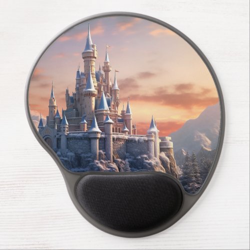 Fantasy digital castle in the mountains  gel mouse pad