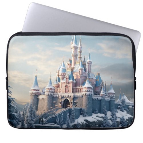 Fantasy digital castle in the mountains  laptop sleeve