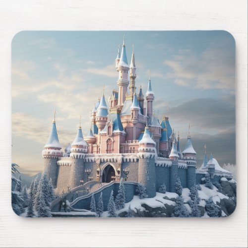 Fantasy digital castle in the mountains  mouse pad