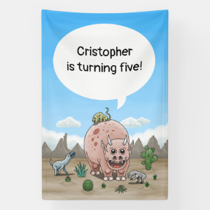 Fantasy dinosaur birthday banner