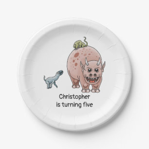 Fantasy dinosaur paper plates